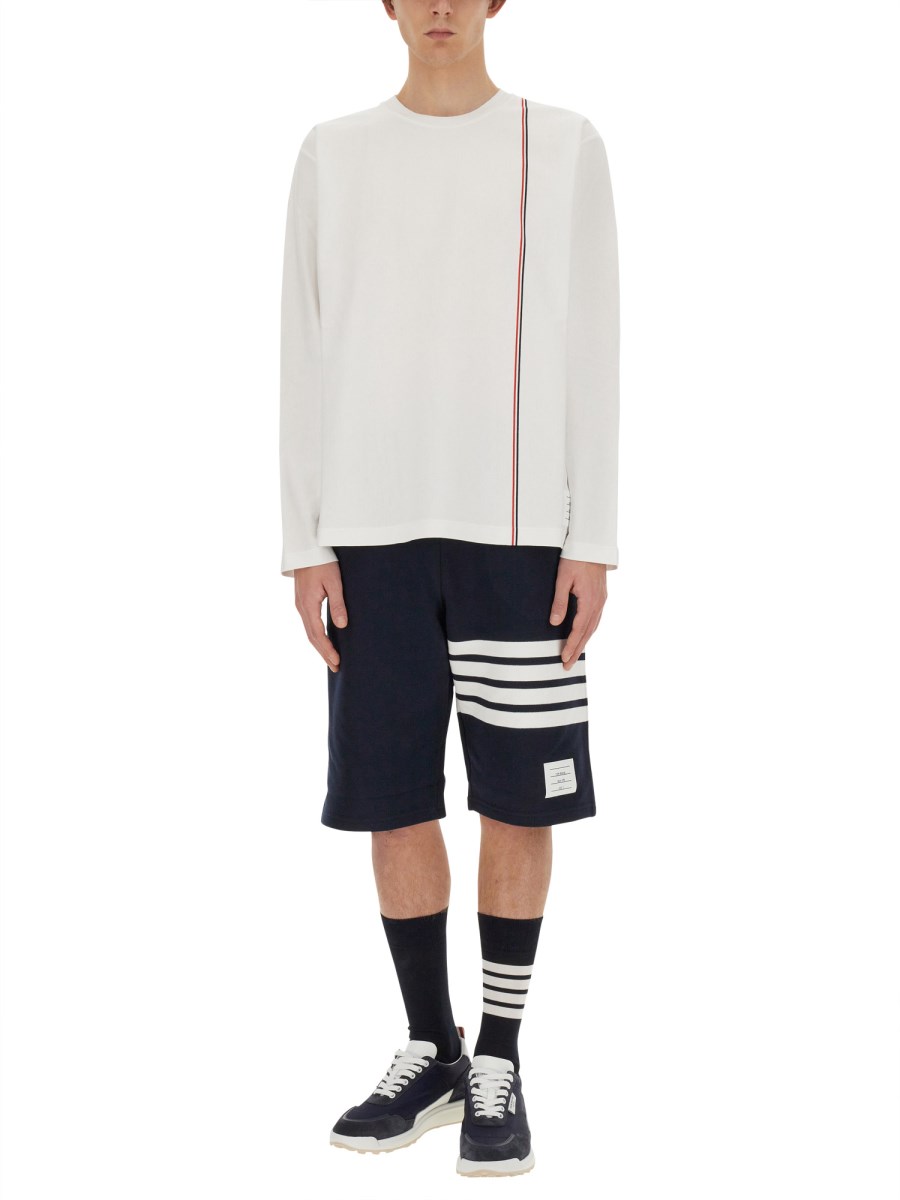THOM BROWNE T-SHIRT IN JERSEY DI COTONE CON LOGO
