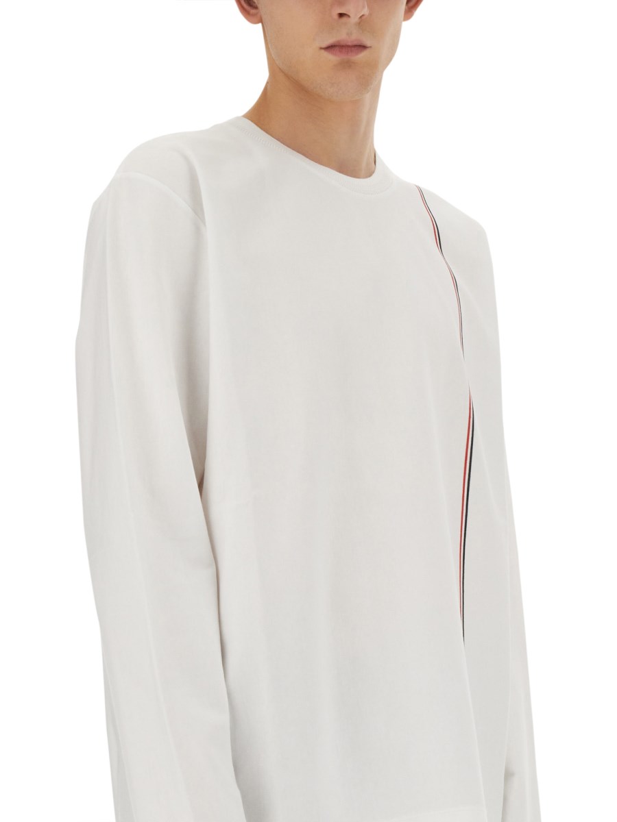 THOM BROWNE T-SHIRT IN JERSEY DI COTONE CON LOGO