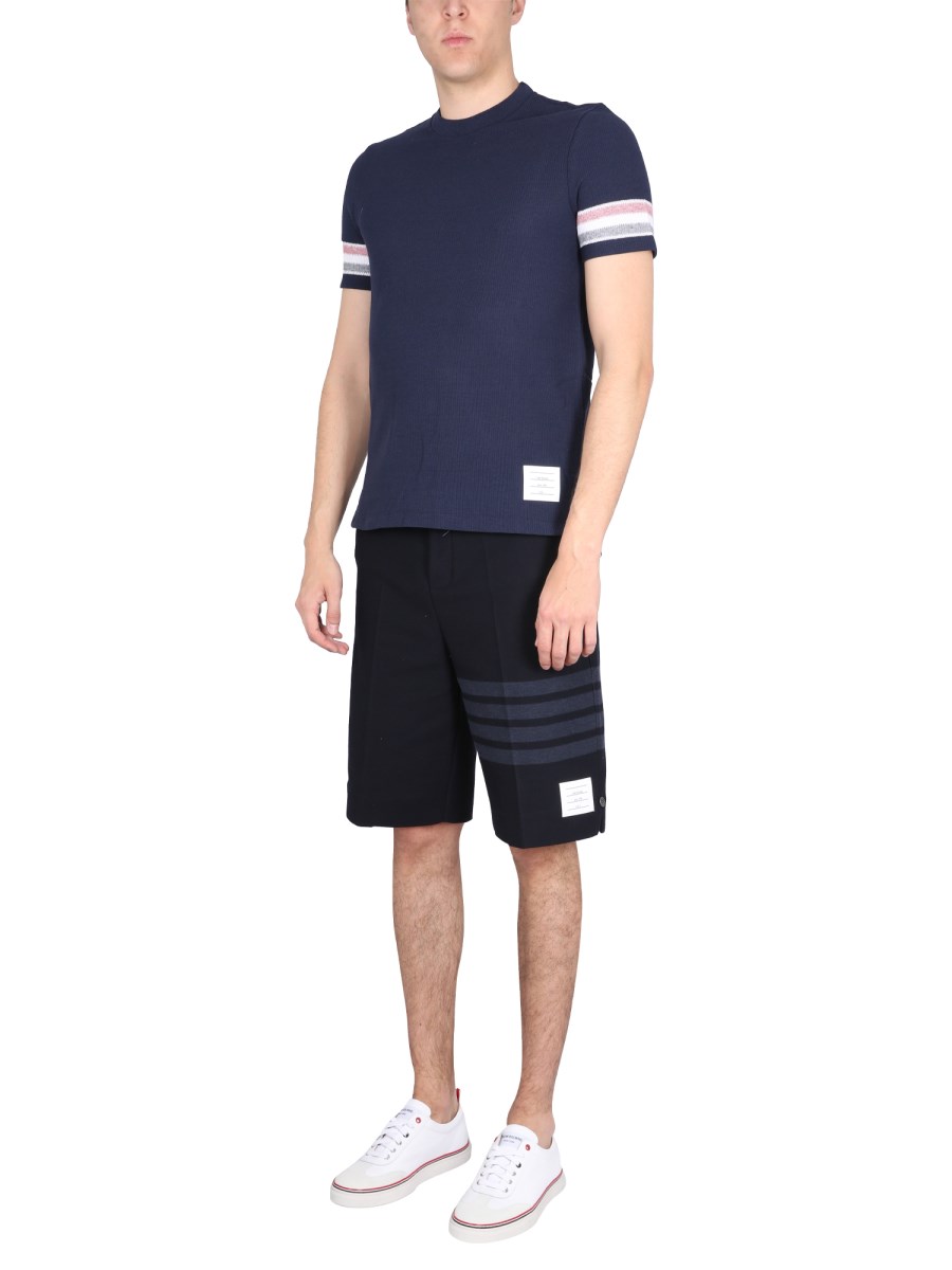 THOM BROWNE T-SHIRT STRIPES IN COTONE