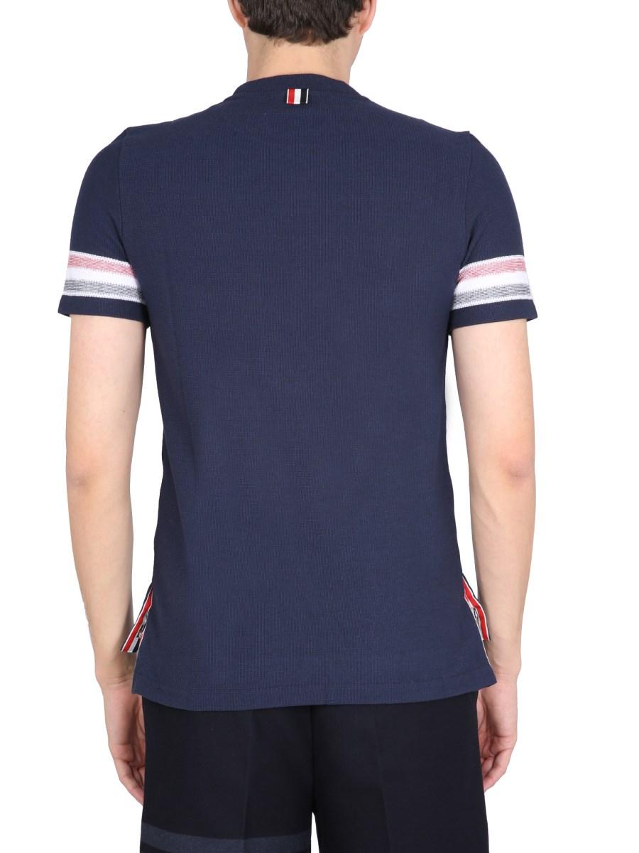 THOM BROWNE T-SHIRT STRIPES IN COTONE
