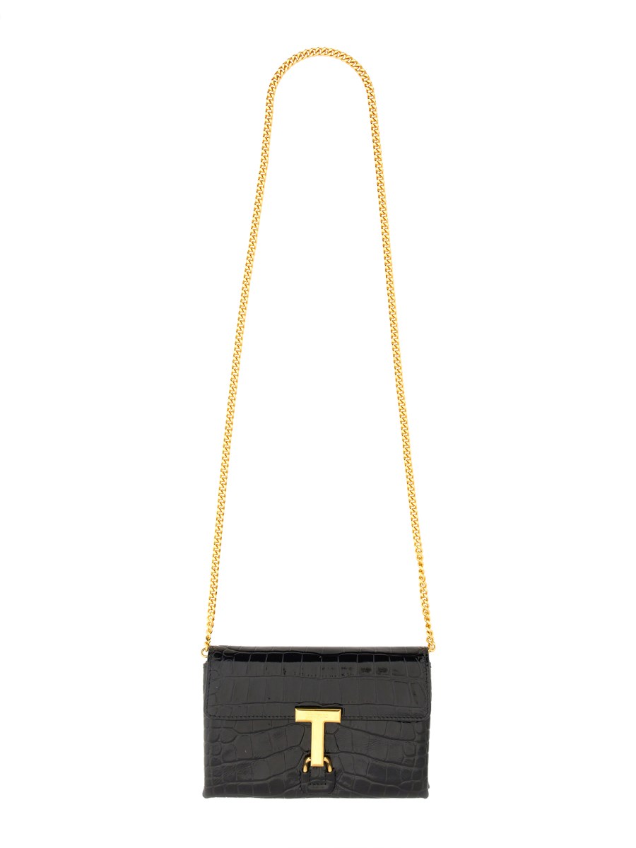 TOM FORD BORSA IN PELLE CON STAMPA COCCO E LOGO