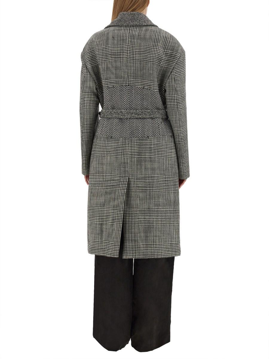 TOM FORD CAPPOTTO PATCHWORK IN LANA CON CINTURA
