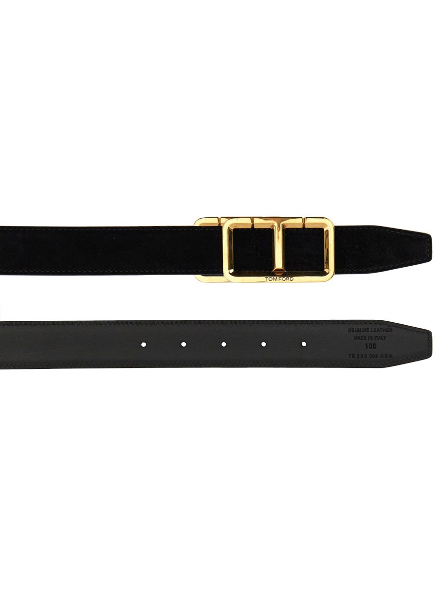 TOM FORD CINTURA IN SUEDE CON LOGO