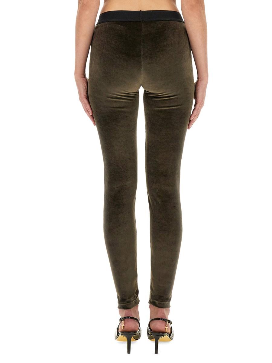 TOM FORD LEGGINGS CON LOGO IN VELLUTO STRETCH