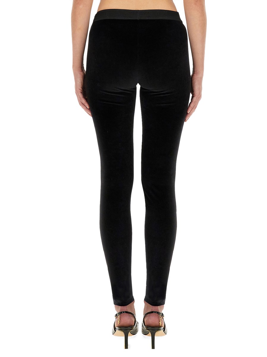 TOM FORD LEGGINGS CON LOGO IN VELLUTO STRETCH