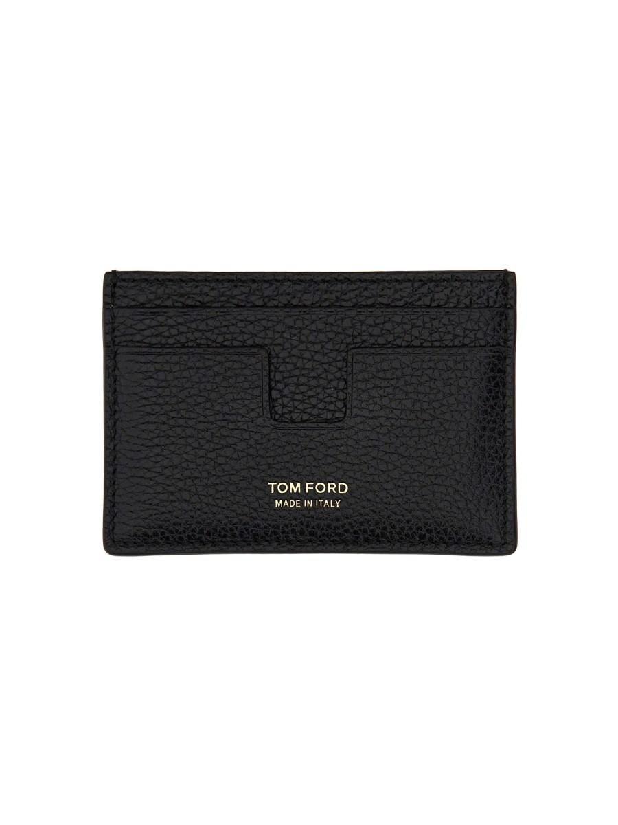 TOM FORD PORTACARTE T LINE IN PELLE MARTELLATA