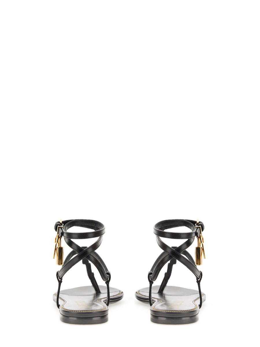 TOM FORD SANDALO INFRADITO IN PELLE METALLIZZATO