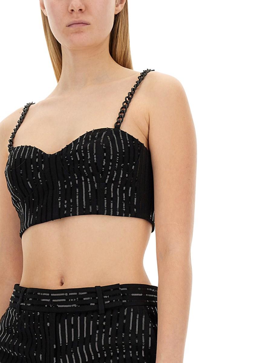 MICHAEL BY MICHAEL KORS TOP BUSTIER GESSATO IN CRÊPE CON PAILLETTES