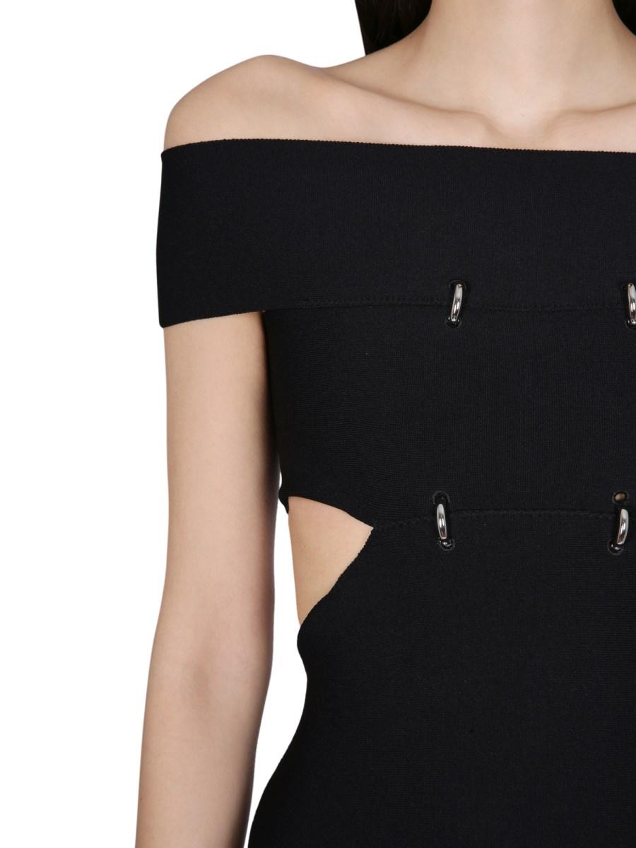 ALEXANDER McQUEEN TOP CON DETTAGLI CUT-OUT IN VISCOSA E SPALLE SCOPERTE