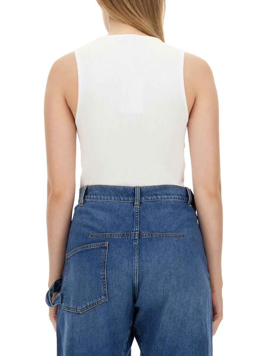 JW ANDERSON TOP CON RICAMO LOGO IN JERSEY DI COTONE