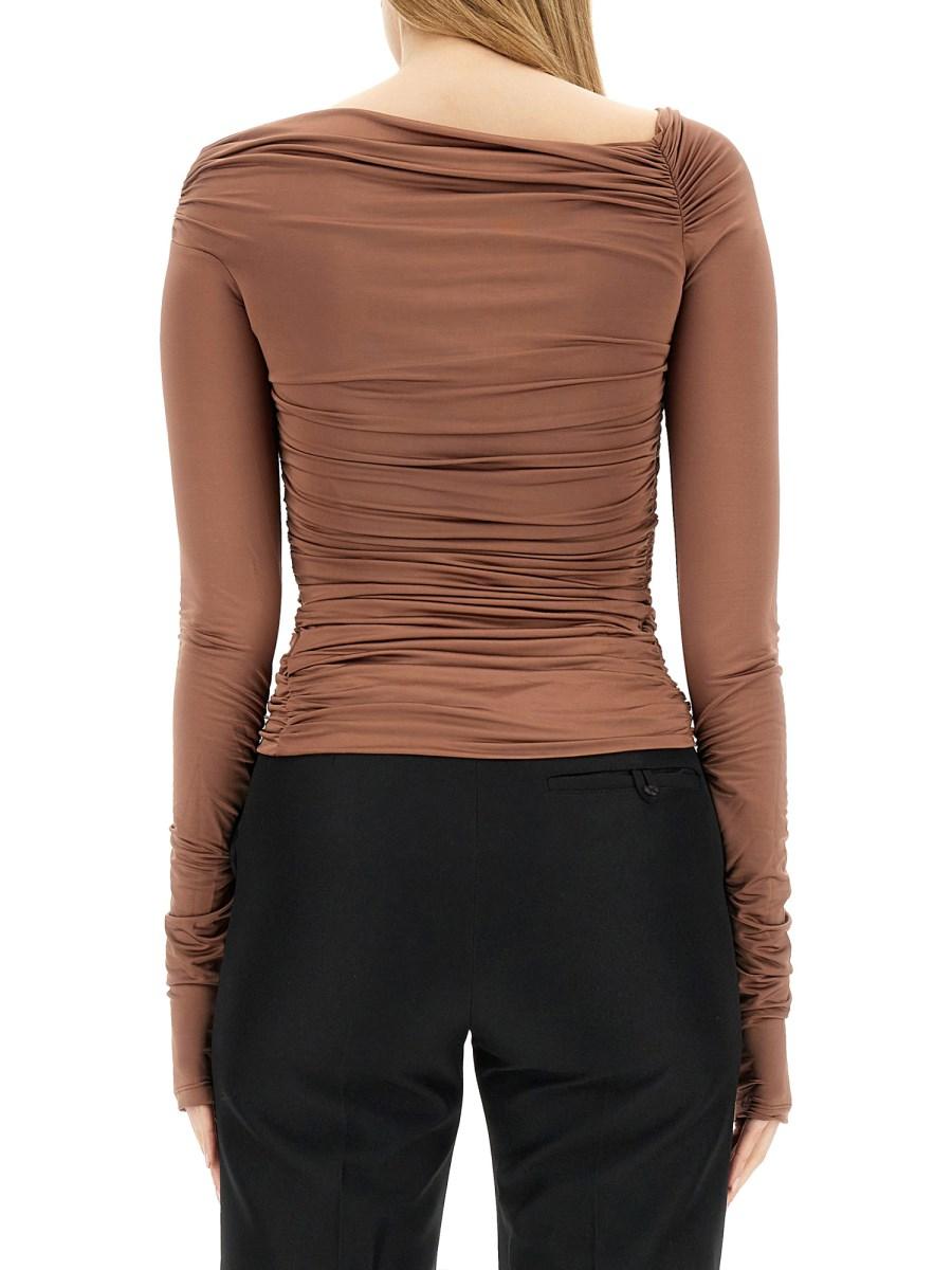 HELMUT LANG TOP CON SPALLE SCOPERTE CON ARRICCIATURE