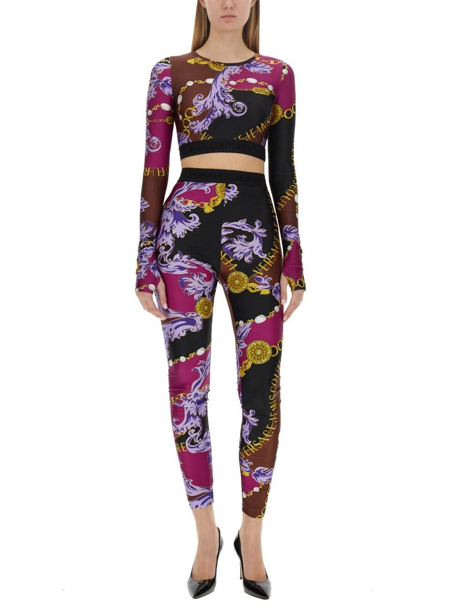 VERSACE JEANS COUTURE TOP CROPPED CHAIN COUTURE IN NYLON