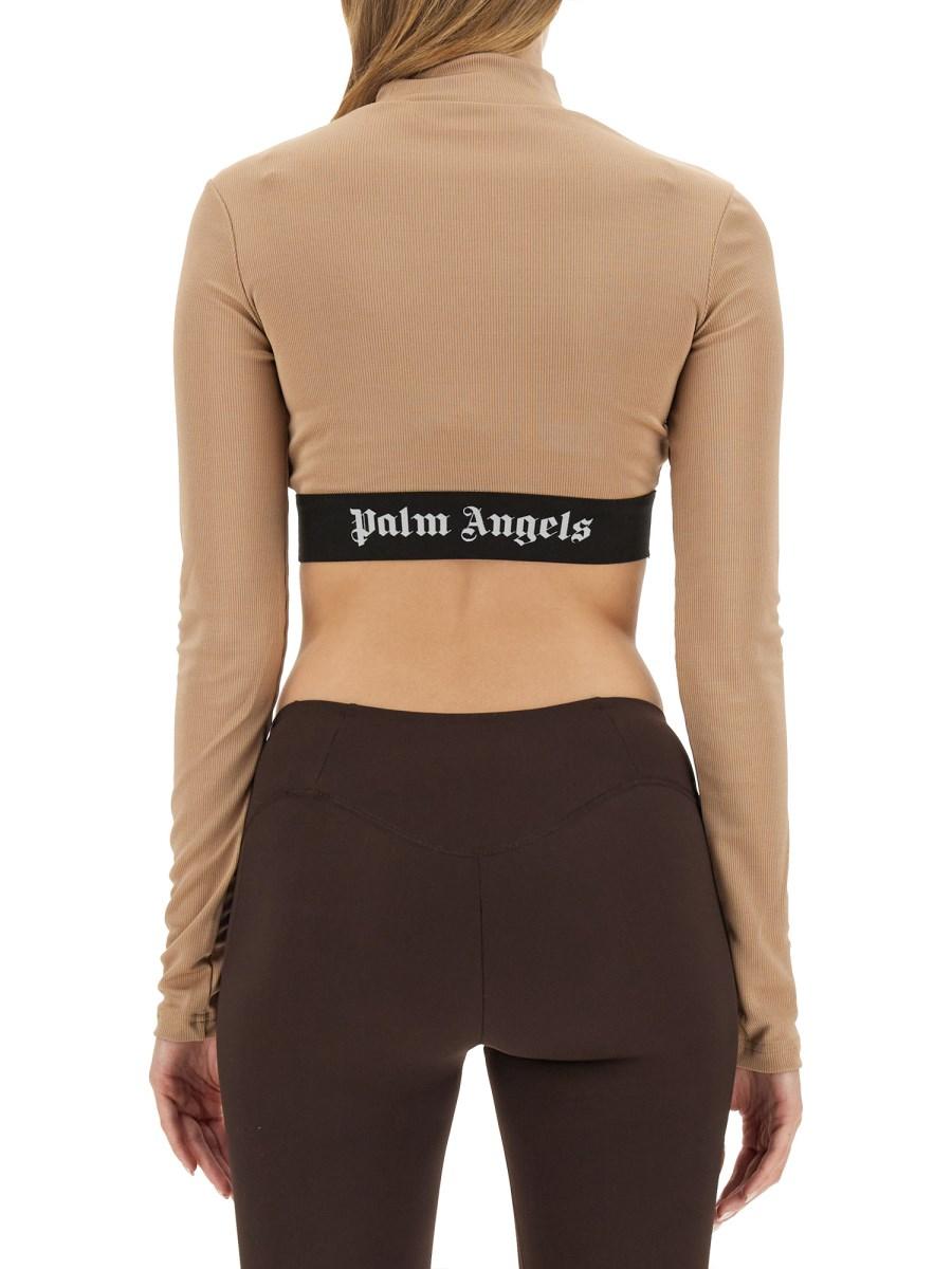 PALM ANGELS TOP CROPPED IN TESSUTO TECNICO CON LOGO
