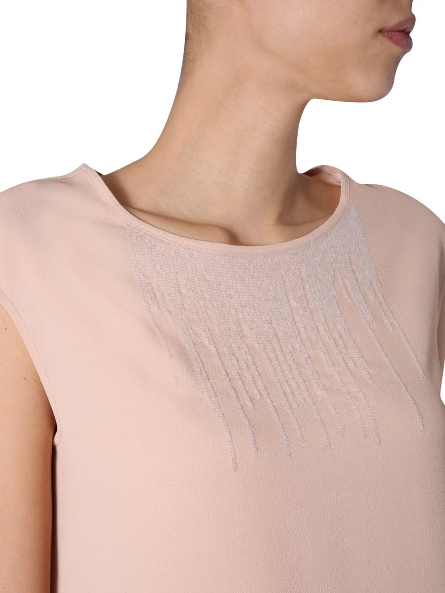 FABIANA FILIPPI TOP "DESERTO" IN SETA CON DETTAGLIO IN PAILLETTES