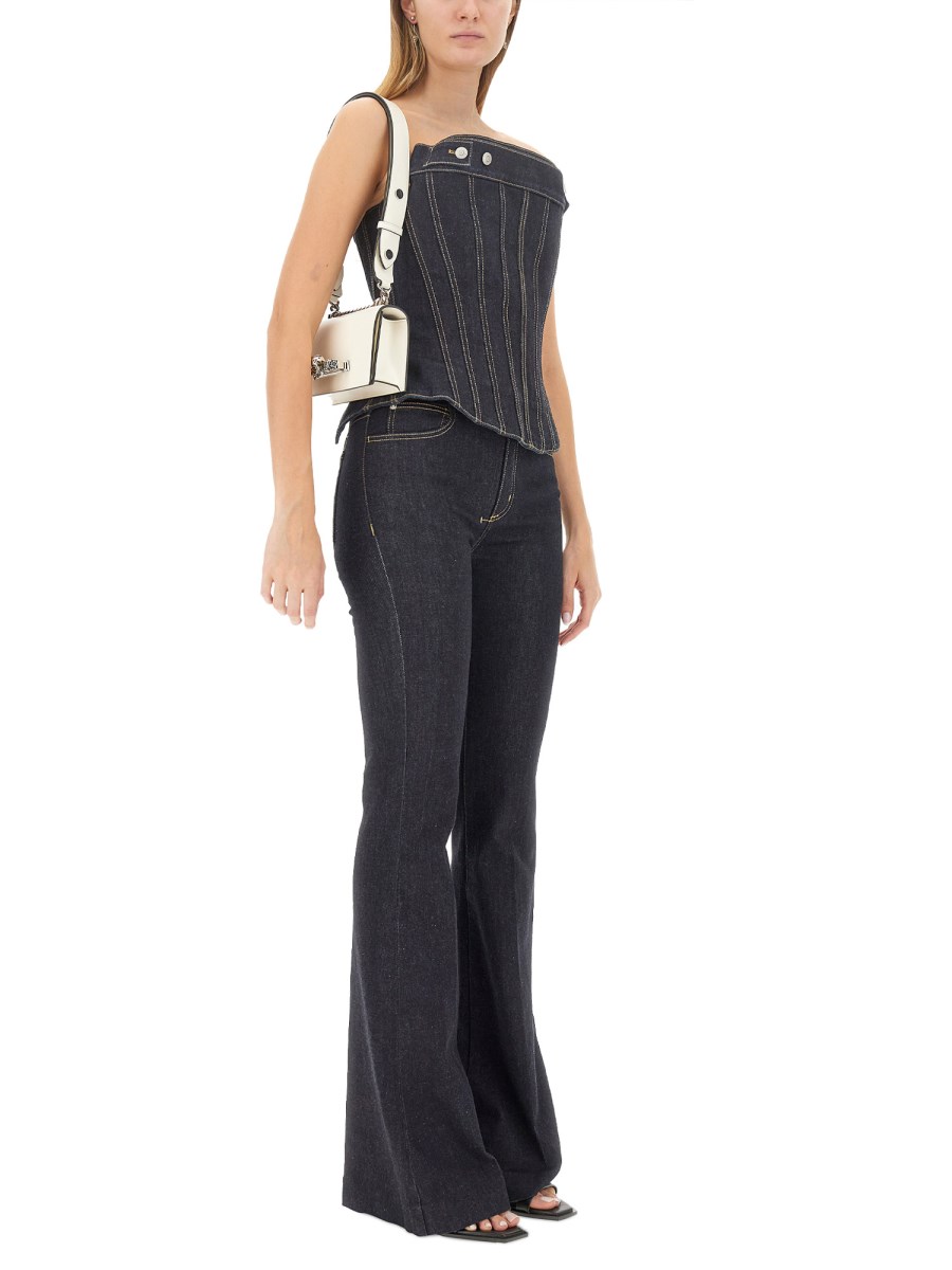 ALEXANDER McQUEEN TOP IN BUSTIER IN DENIM DI COTONE