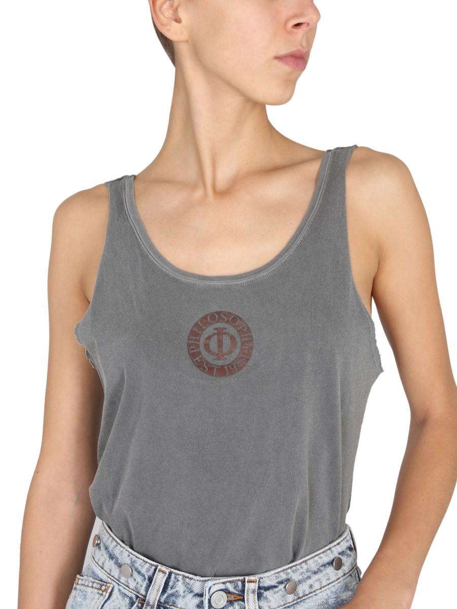 PHILOSOPHY DI LORENZO SERAFINI TOP IN COTONE CON LOGO