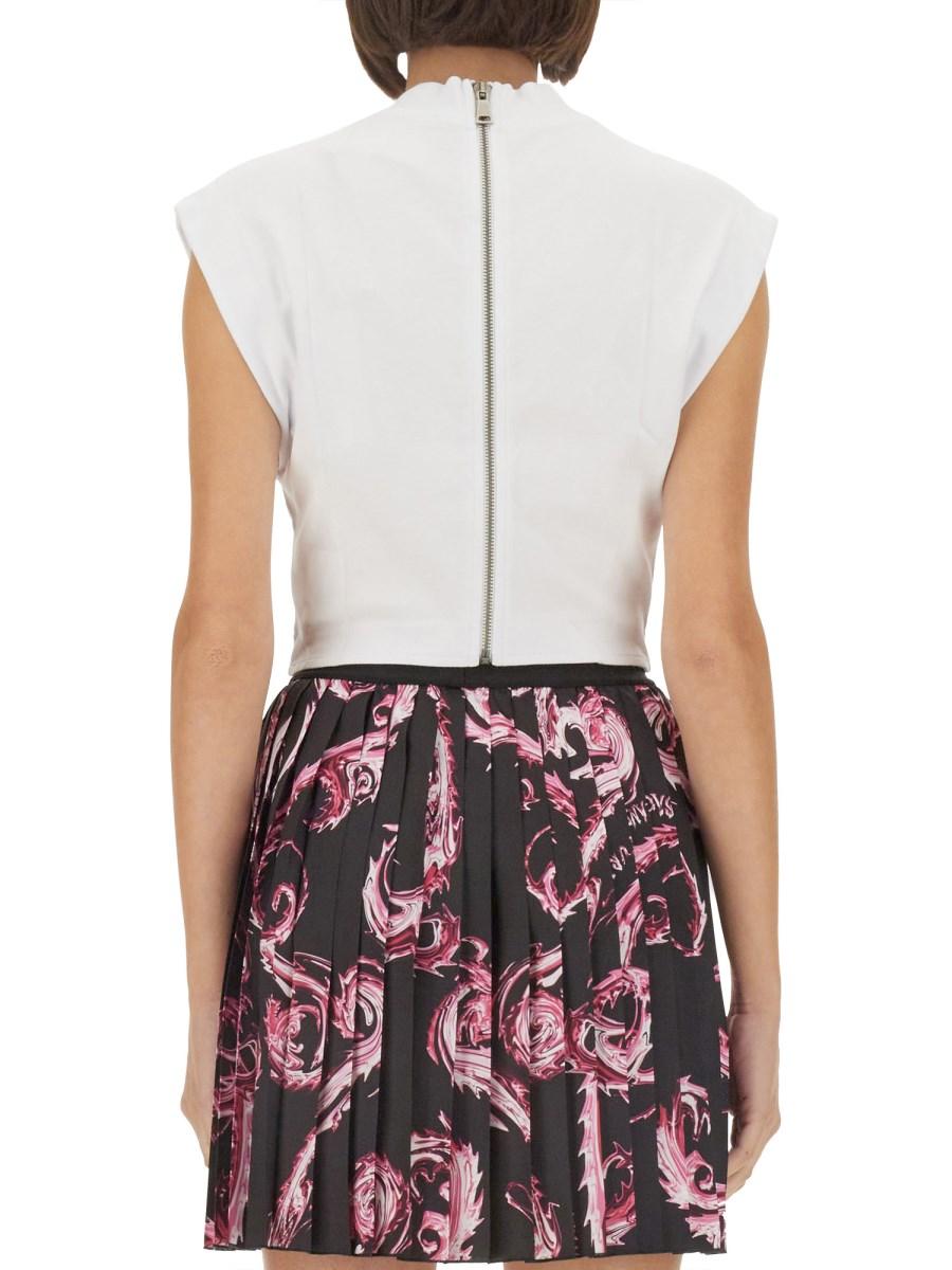 VERSACE JEANS COUTURE TOP IN JERSEY DI COTONE CON LOGO
