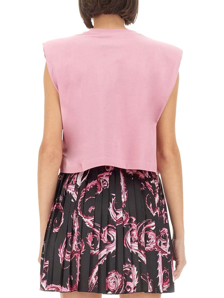 VERSACE JEANS COUTURE TOP IN JERSEY DI COTONE CON LOGO