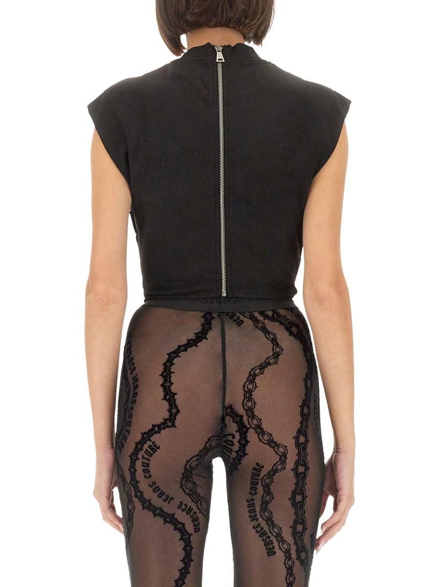 VERSACE JEANS COUTURE TOP IN JERSEY DI COTONE CON LOGO