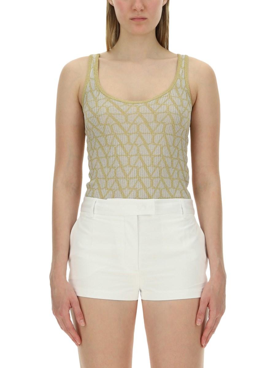 VALENTINO TOP IN LUREX E JACQUARD TOILE ICONOGRAPHE