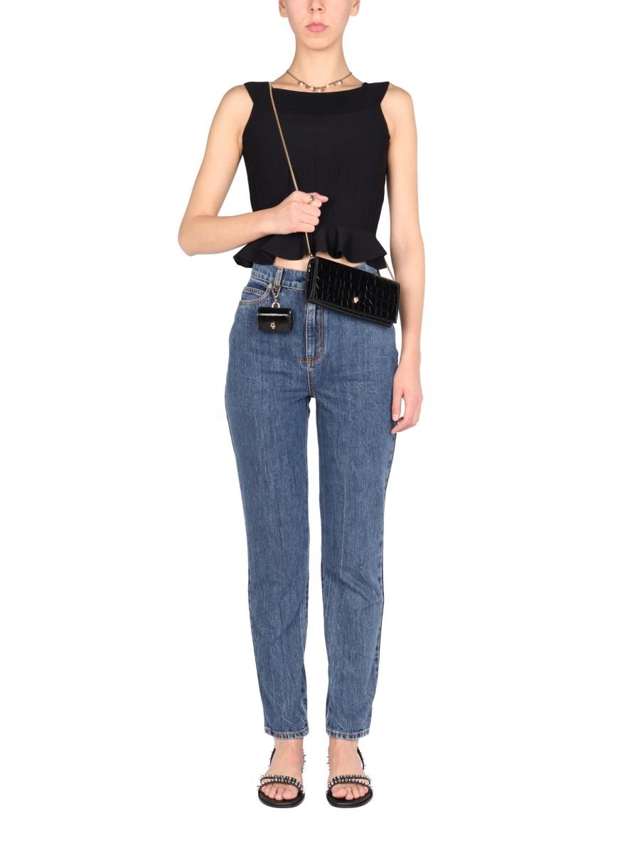 ALEXANDER McQUEEN TOP IN MAGLIA IN MISTO VISCOSA CON VOLANT