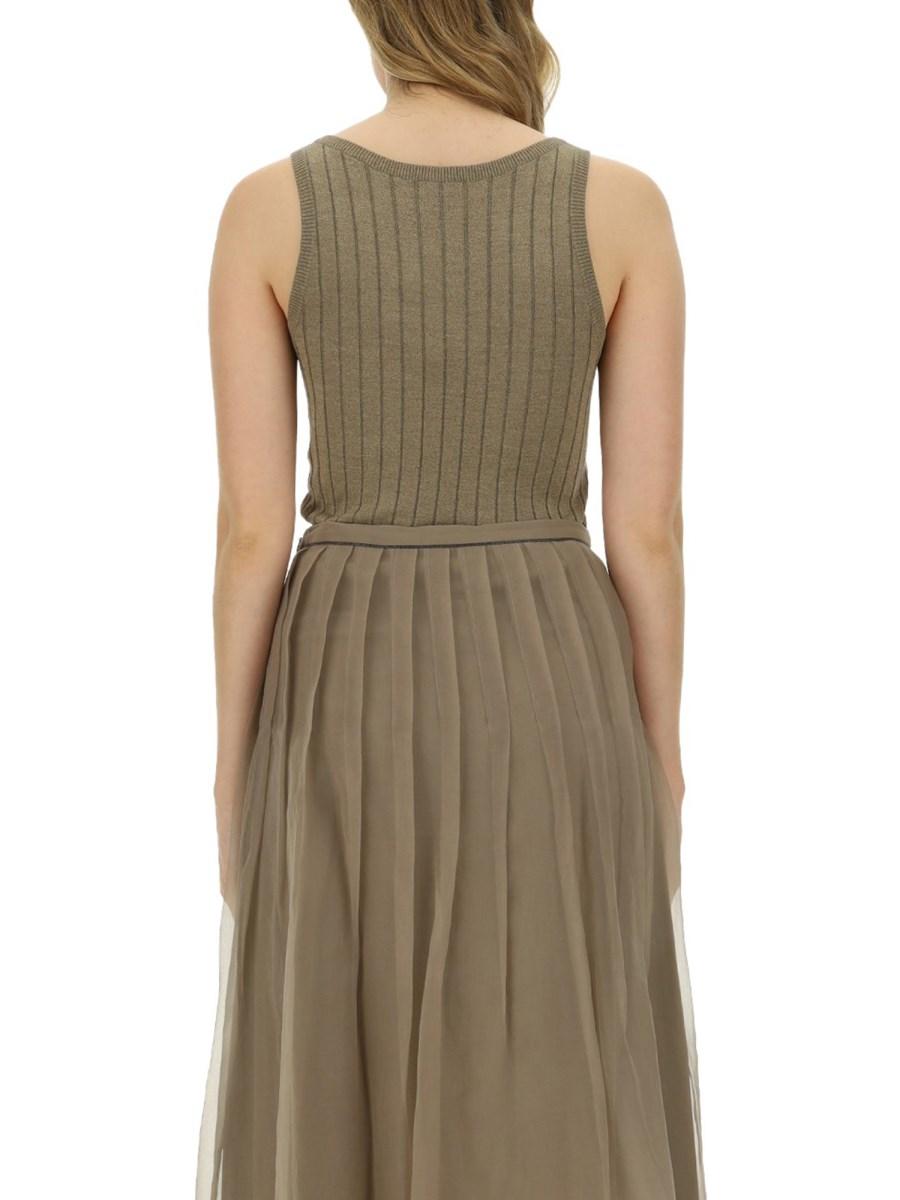 BRUNELLO CUCINELLI TOP IN MAGLIA LEGGERA DI SETA SPARKLING A COSTE