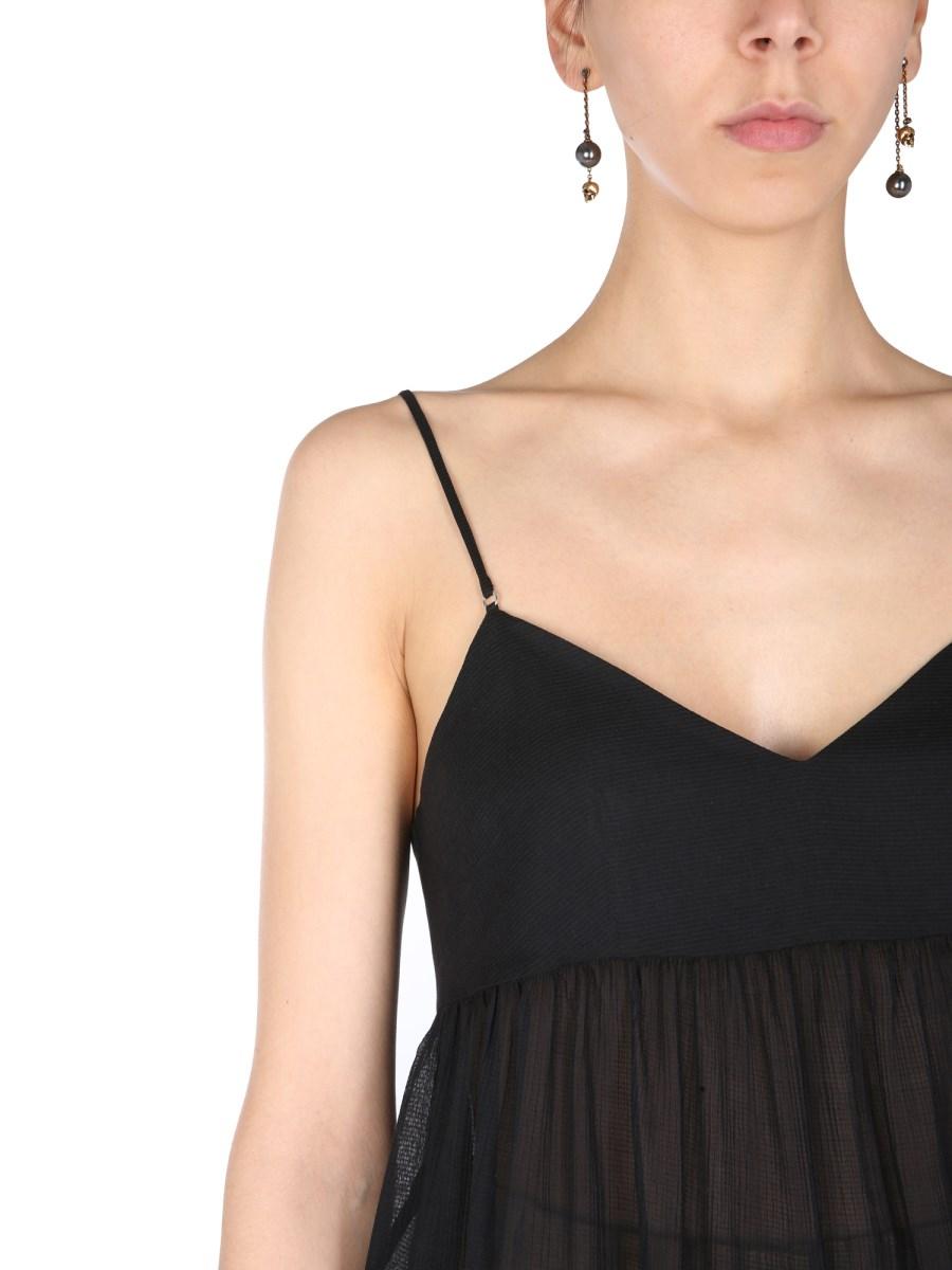 ALEXANDER McQUEEN TOP SEMITRASPARENTE IN MISTO COTONE