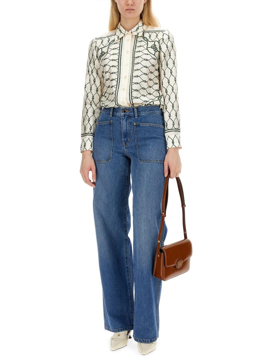 TORY BURCH CAMICIA STAMPATA IN TWILL DI SETA