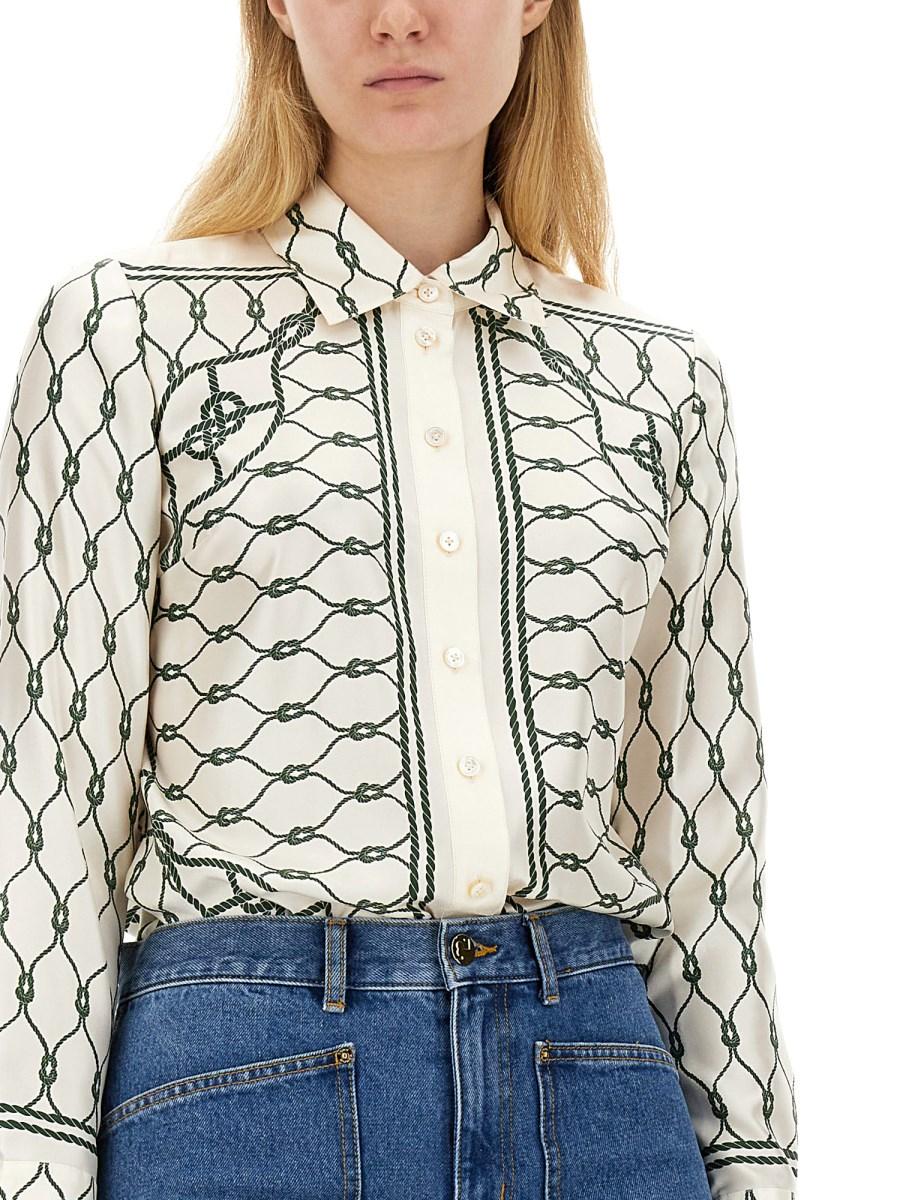 TORY BURCH CAMICIA STAMPATA IN TWILL DI SETA
