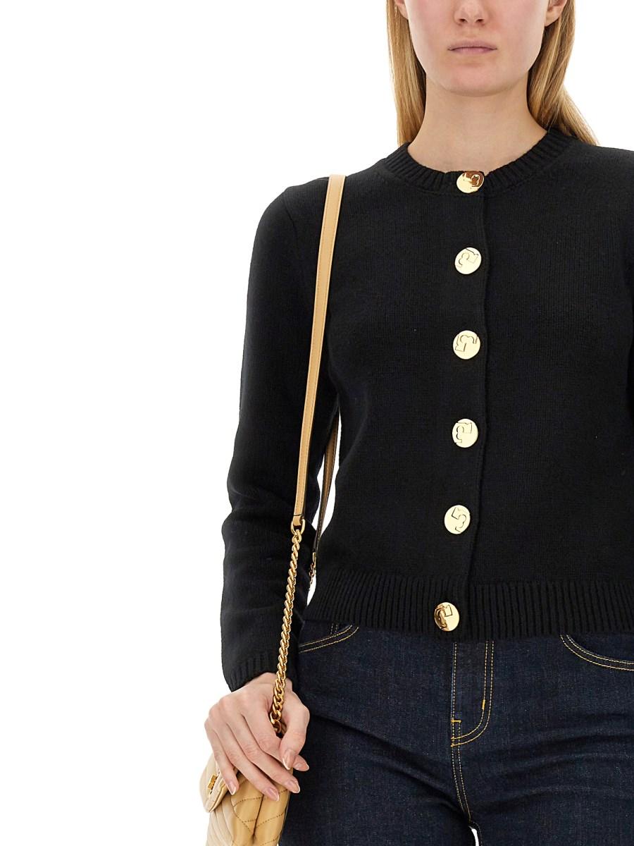TORY BURCH CARDIGAN IN LANA CON LOGO