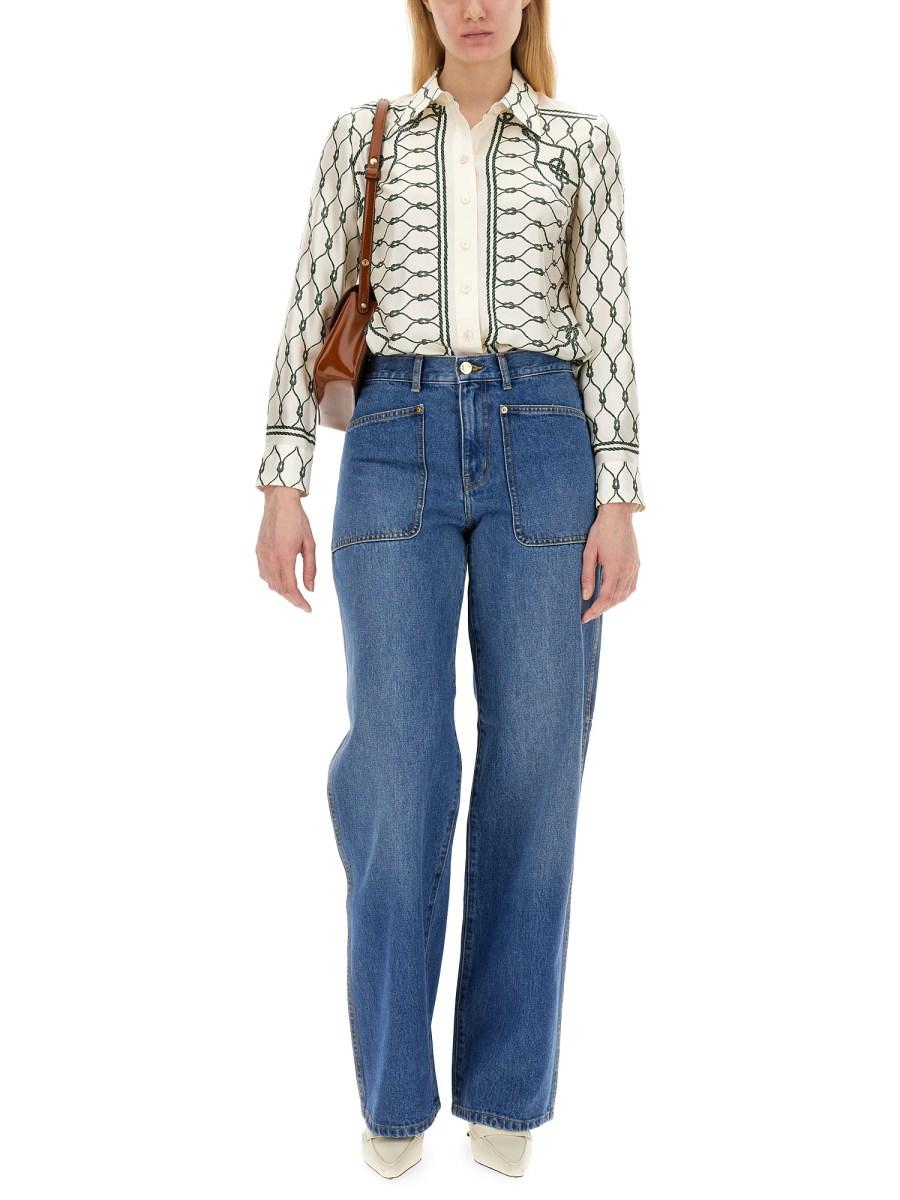 TORY BURCH JEANS CARGO IN DENIM DI COTONE