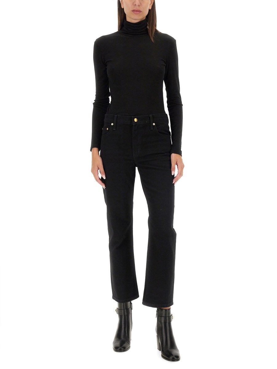 TORY BURCH JEANS CROPPED FIT IN DENIM DI COTONE