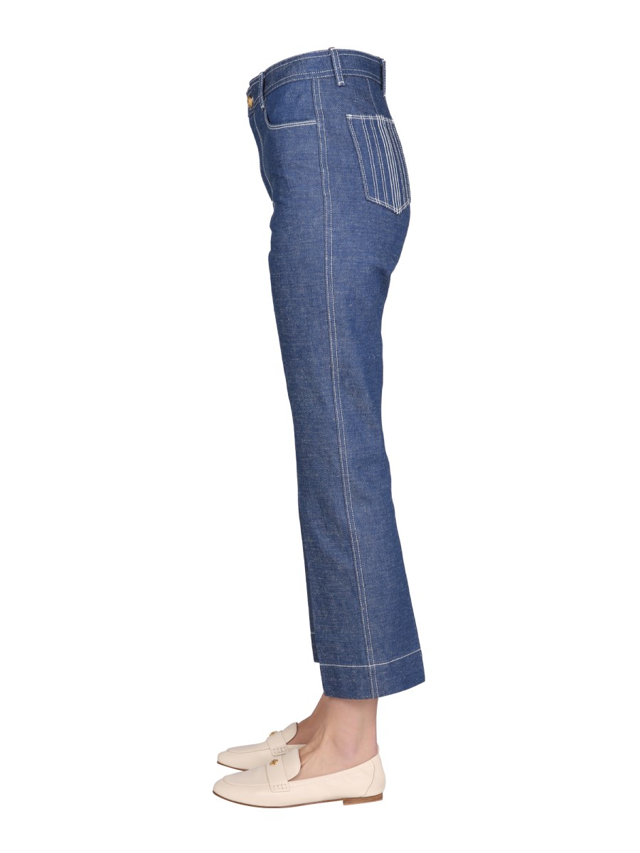TORY BURCH JEANS WIDE LEG IN DENIM DI COTONE