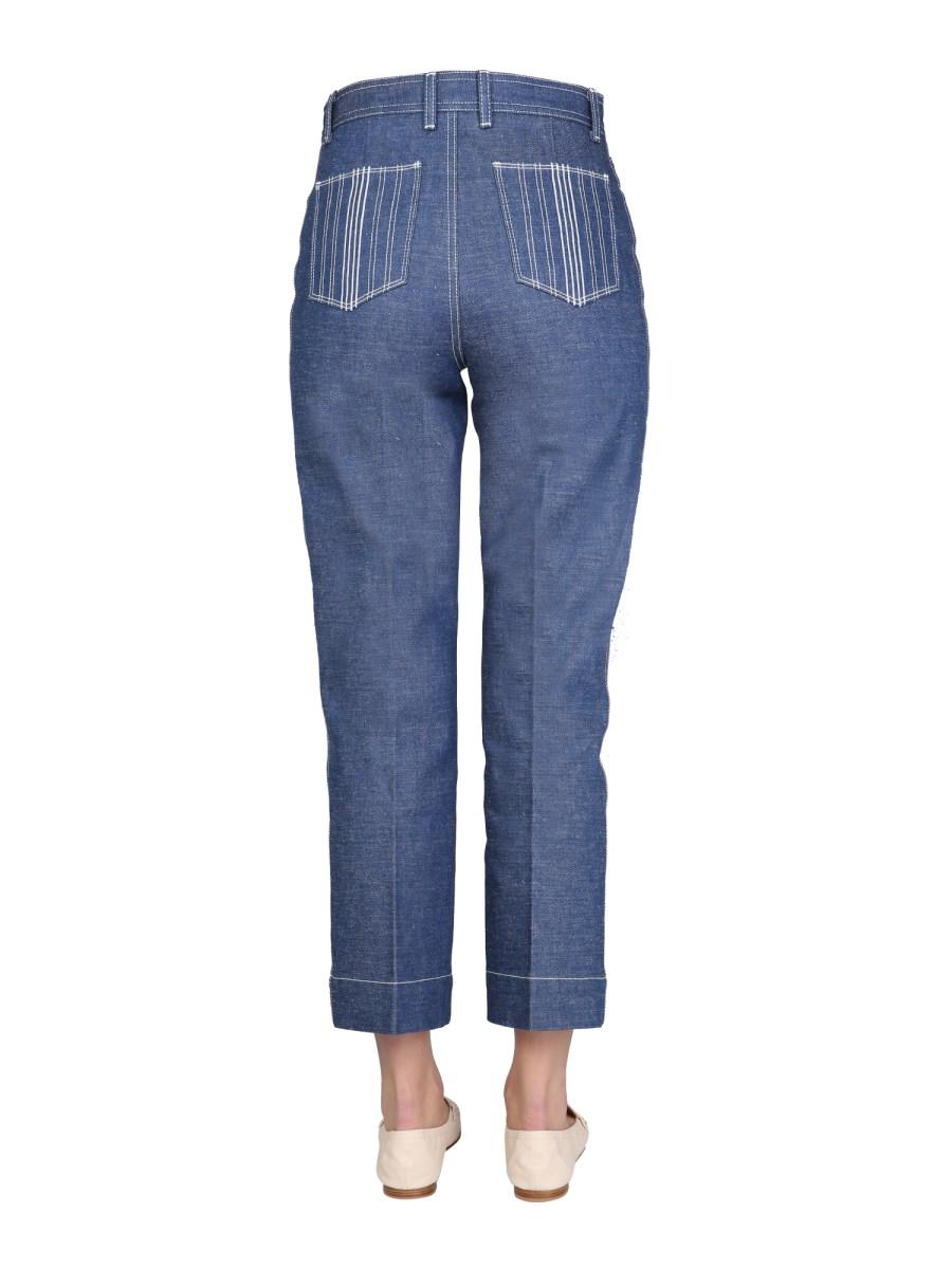 TORY BURCH JEANS WIDE LEG IN DENIM DI COTONE