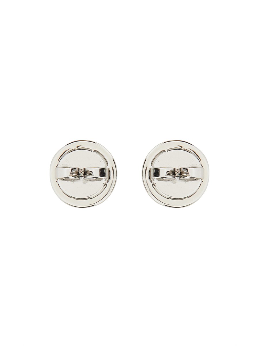 TORY BURCH ORECCHINI CIRCLE-STUD CRYSTAL LOGO