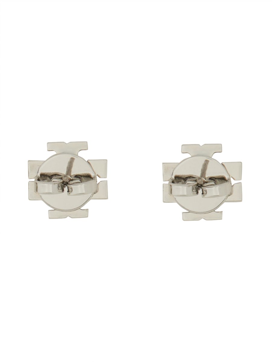 TORY BURCH ORECCHINI CRYSTAL LOGO IN OTTONE