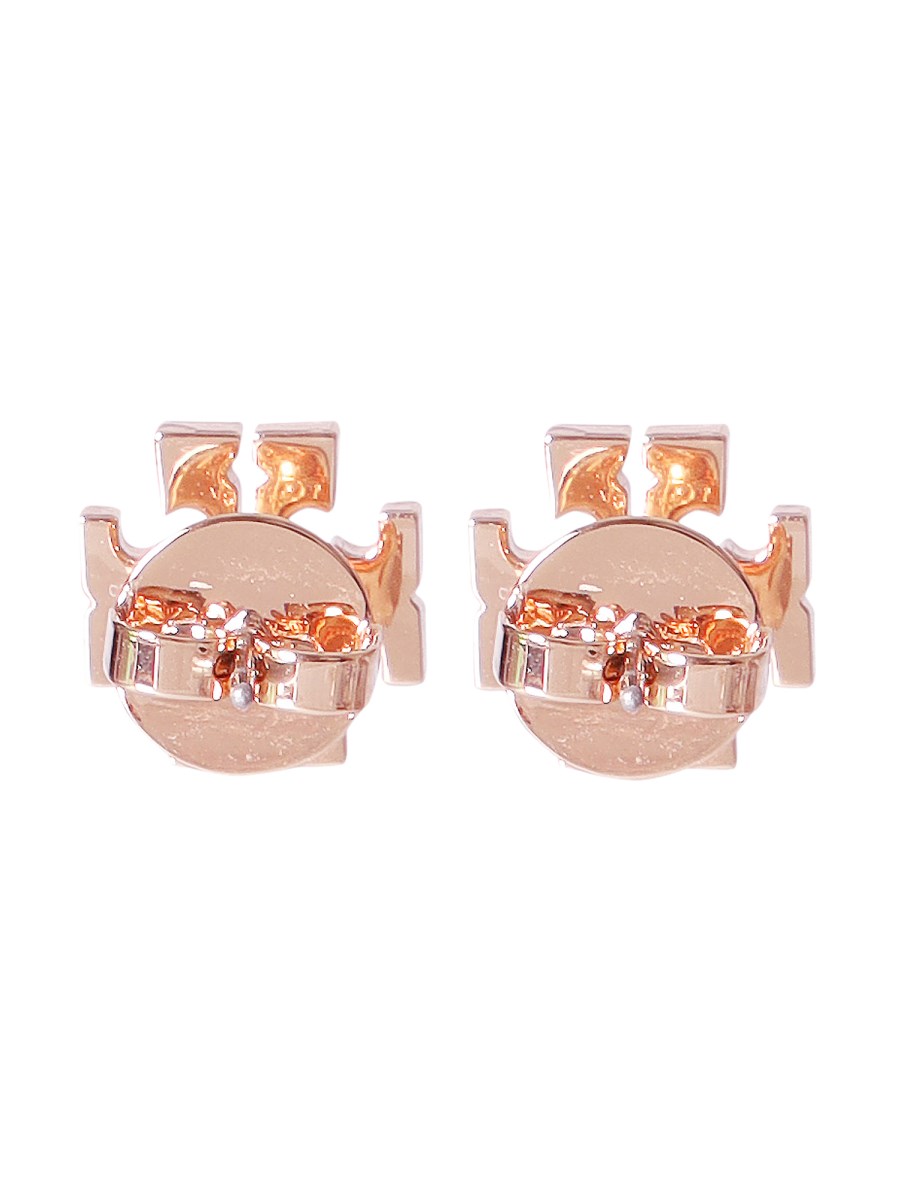 TORY BURCH ORECCHINI CRYSTAL LOGO IN OTTONE