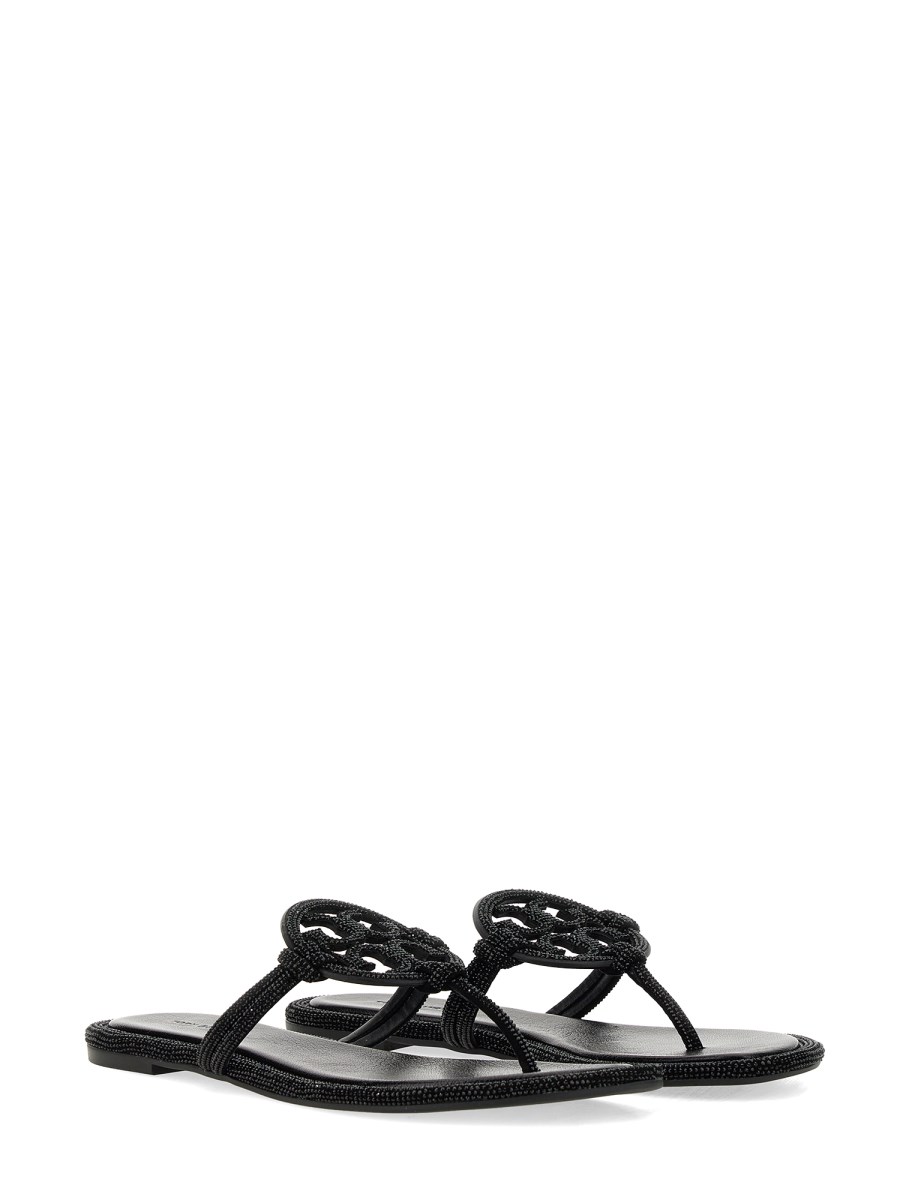 TORY BURCH SANDALO "MILLER" IN PELLE CON PAVÉ