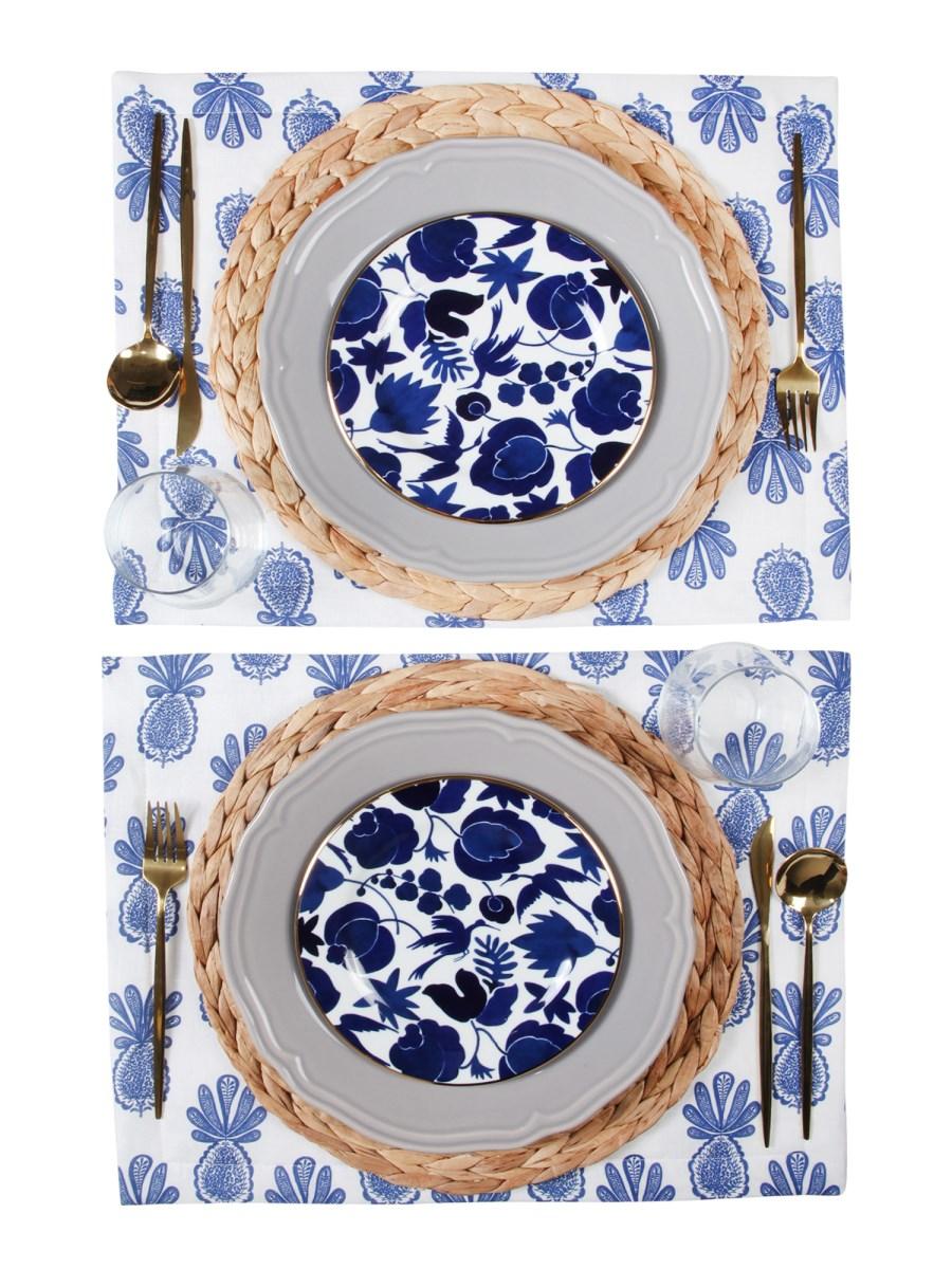 LA DOUBLEJ TOVAGLIETTA IN LINO STAMPA PINEAPPLE SET PER DUE