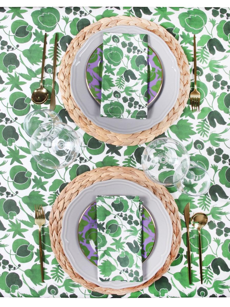 LA DOUBLEJ TOVAGLIOLI IN LINO CON STAMPA WILDBIRD SET DA SEI