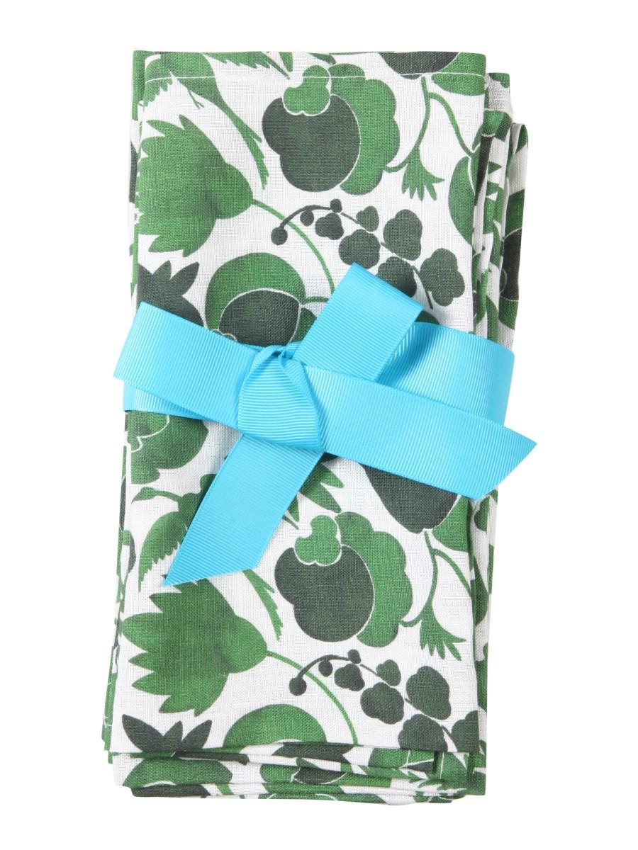 LA DOUBLEJ TOVAGLIOLI IN LINO CON STAMPA WILDBIRD SET DA SEI