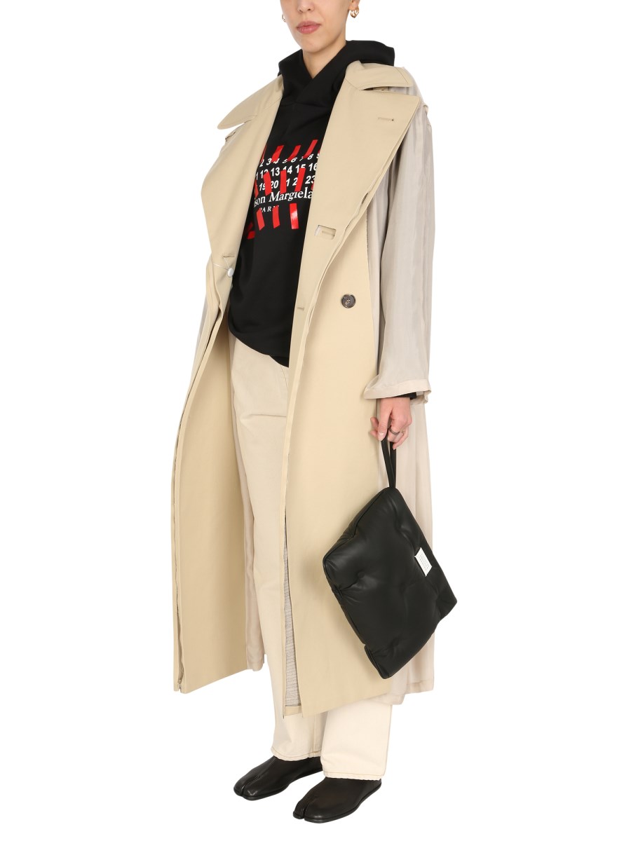 MAISON MARGIELA TRENCH BI-MATERIALE IN CUPRO DI COTONE
