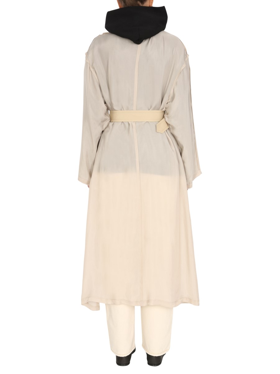 MAISON MARGIELA TRENCH BI-MATERIALE IN CUPRO DI COTONE