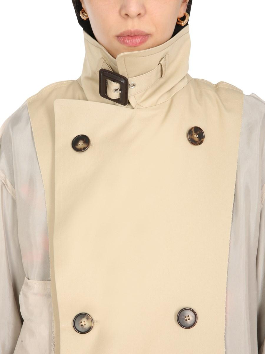 MAISON MARGIELA TRENCH BI-MATERIALE IN CUPRO DI COTONE