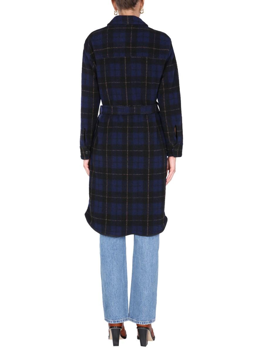 WOOLRICH TRENCH "GENTRY" IN MISTO LANA VERGINE CON MOTIVO A QUADRI