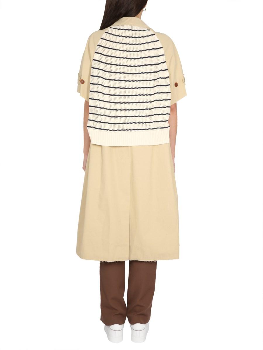 JEJIA TRENCH IN POPELINE DI COTONE CON RETRO A CONTRASTO