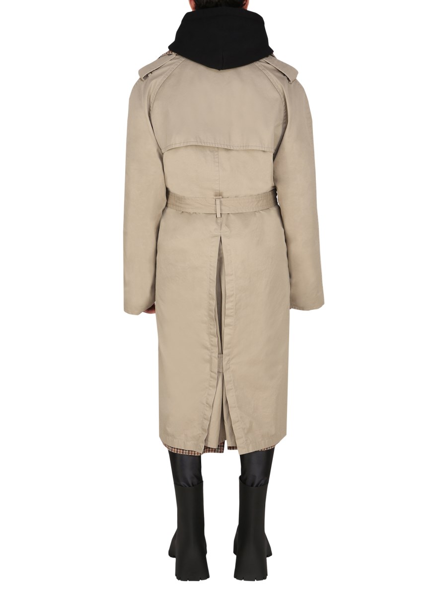 BALENCIAGA TRENCH REVERSIBILE IN PIED-DE-POULE DI LANA SPAZZOLATA