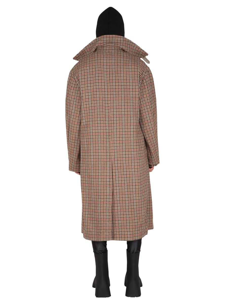 BALENCIAGA TRENCH REVERSIBILE IN PIED-DE-POULE DI LANA SPAZZOLATA