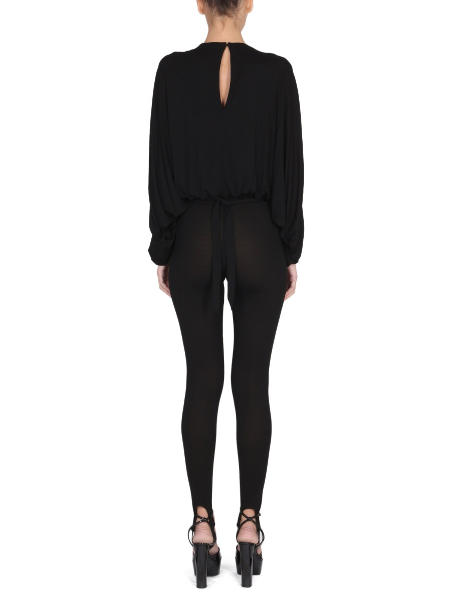 SAINT LAURENT TUTA CON MANICHE APERTE IN JERSEY DI CRÊPE