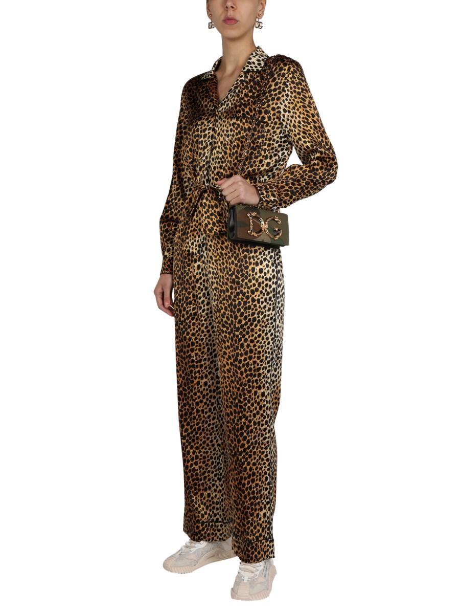 DOLCE & GABBANA TUTA IN RASO DI SETA CON MOTIVO ANIMALIER